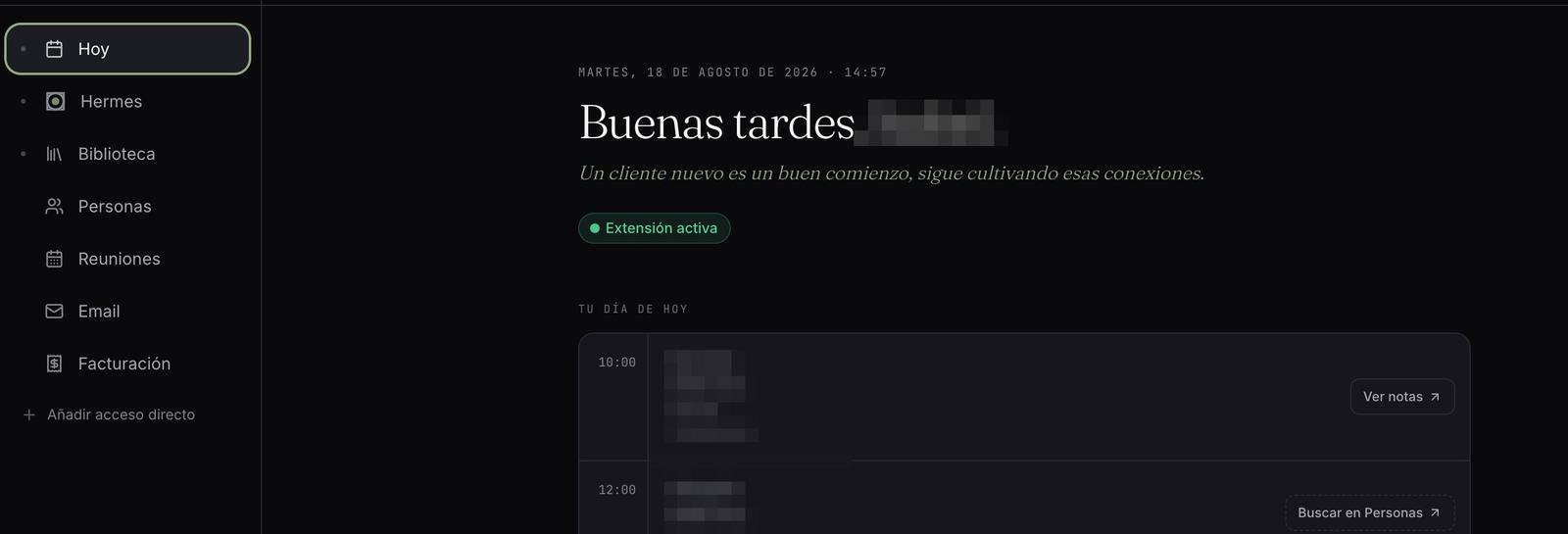 Panel diario del sistema