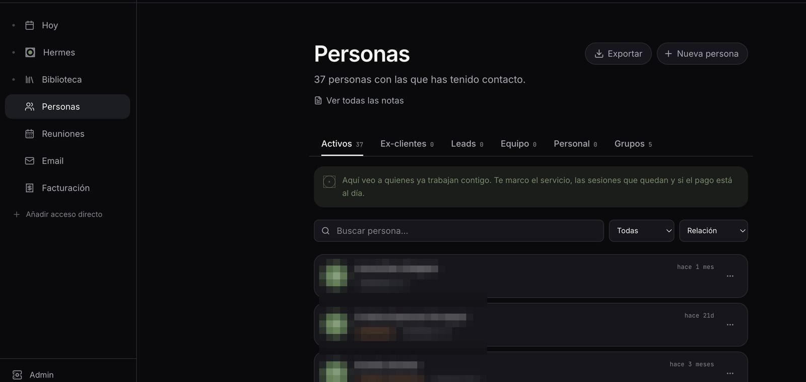 Fichas de personas y clientes